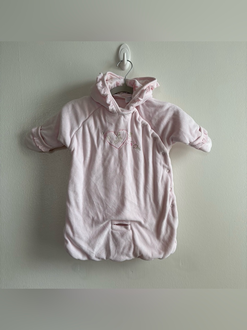 Koala Baby Pink Fleece Hooded Lined Bunting Girls 0-3M